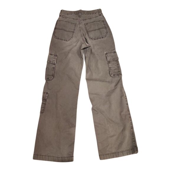 Hollister Cargo Pants Women Sz 00R (W24R) Ultra High Rise Baggy Gray Y2K Style - Picture 8 of 9
